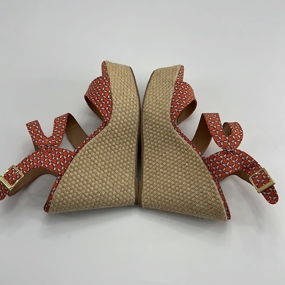 STEVE Maden Jenny wedge shoe size 10 butterfly fabric 5” high - Picture 6 of 17